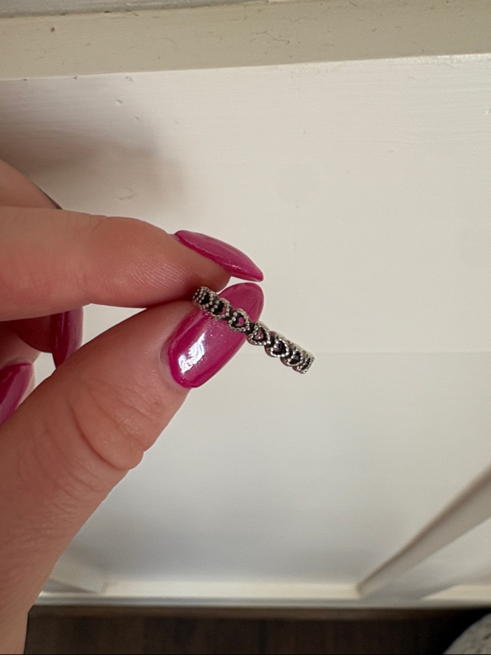 Pandora Silver Heart Band Ring